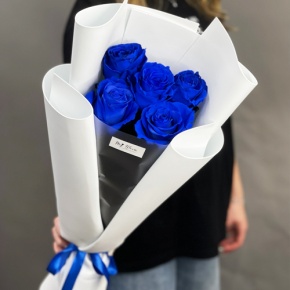 Букет из 5 синих роз Эквадор в Куровском