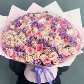 Букет из 101 розы нежный микс (40 см) в Куровском