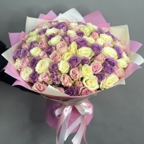 Букет из 101 розы пастельный микс (40 см) в Куровском