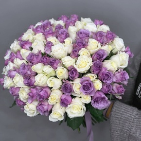 Букет "Фиолетовый микс" из 101 розы (40 см) в Куровском