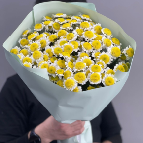 Букет "Моё солнышко" из 17 хризантем сантини  в Куровском