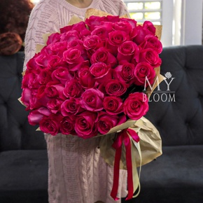 Букет 51 роза Эквадор Пинк Флоид (60 см) в Куровском