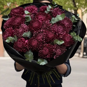 Букет из 21 винной хризантемы Бигоуди в Куровском