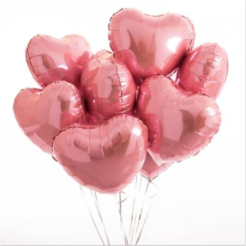 Сердце розовое фольгированный шар с гелием (45 см) в Куровском